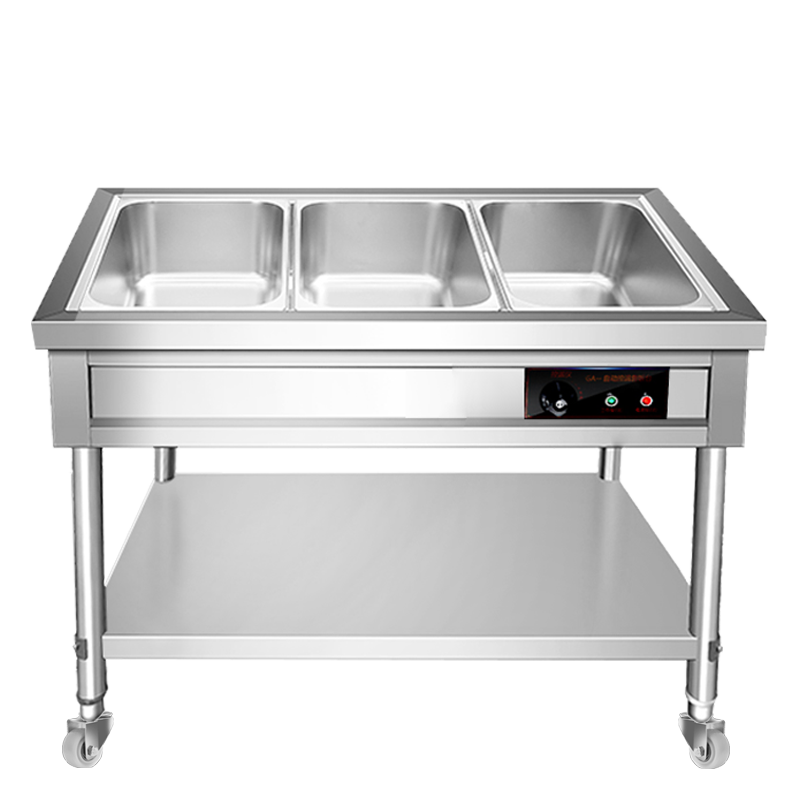 三格售饭台标准款带轮